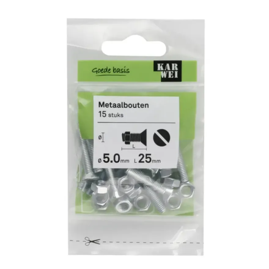 KARWEI metaalbout verzinkt 5x25 mm 15 stuks