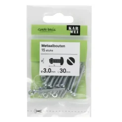 KARWEI metaalbout verzinkt 3x30 mm 15 stuks