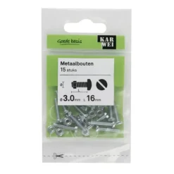 KARWEI metaalbout verzinkt 3x16 mm 15 stuks