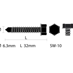 KARWEI montageschroef 6,3x32 mm (10 stuks)