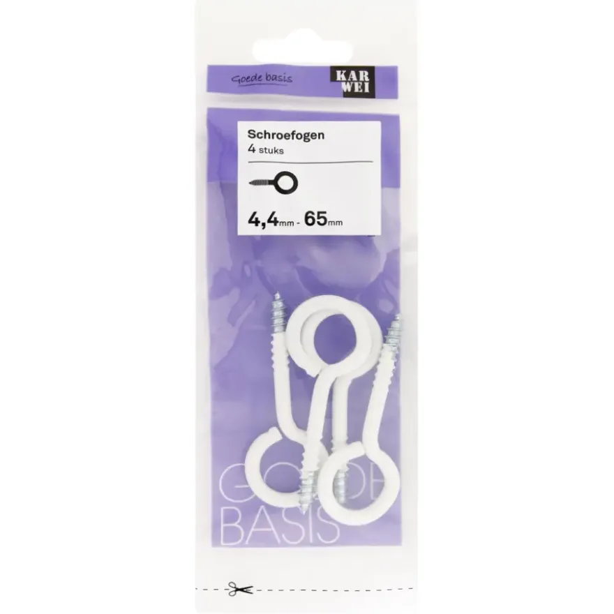 KARWEI Schroefogen wit 4,4mm - 65mm 4st.