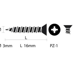 KARWEI schroef universeel platkop pozi verzinkt 3x16 mm 15 stuks