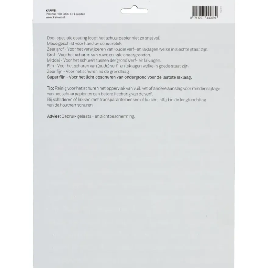 KARWEI schuurpapier lichte schuurklus super fijn K320