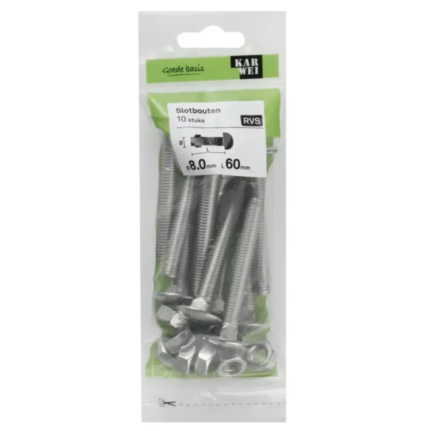KARWEI slotbout rvs 8x60 mm (10 stuks)