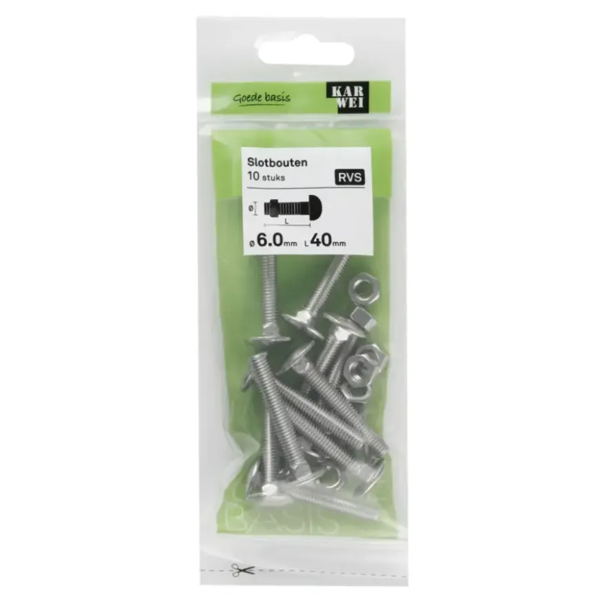KARWEI slotbout rvs 6x40 mm (10 stuks)