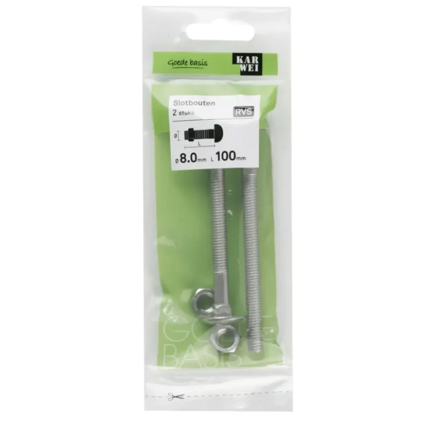 KARWEI slotbout rvs 8x100 mm (2 stuks)