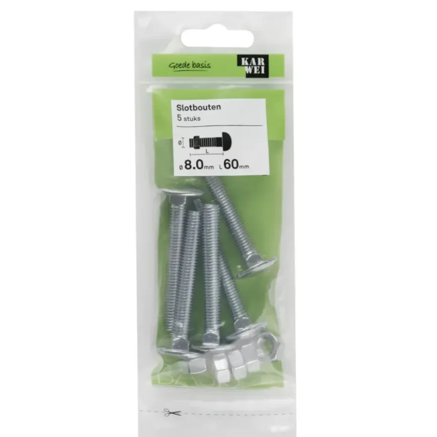 KARWEI slotbout verzinkt 8x60 mm (5 stuks)