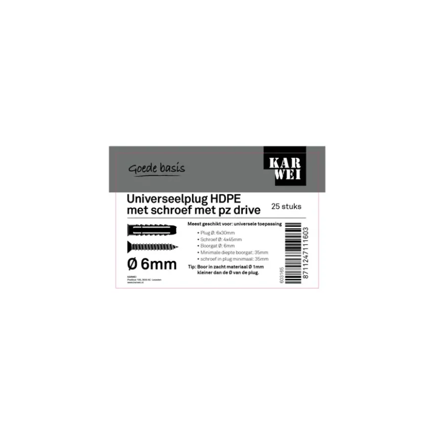 KARWEI uni-plug 6x30mm + uni 4x45mm 25ST