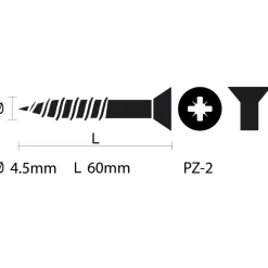 KARWEI unischroef platkop verzinkt 4,5x60 mm 100 stuks