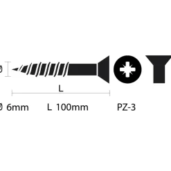 KARWEI unischroef platkop verzinkt 6x100 mm (10 stuks)