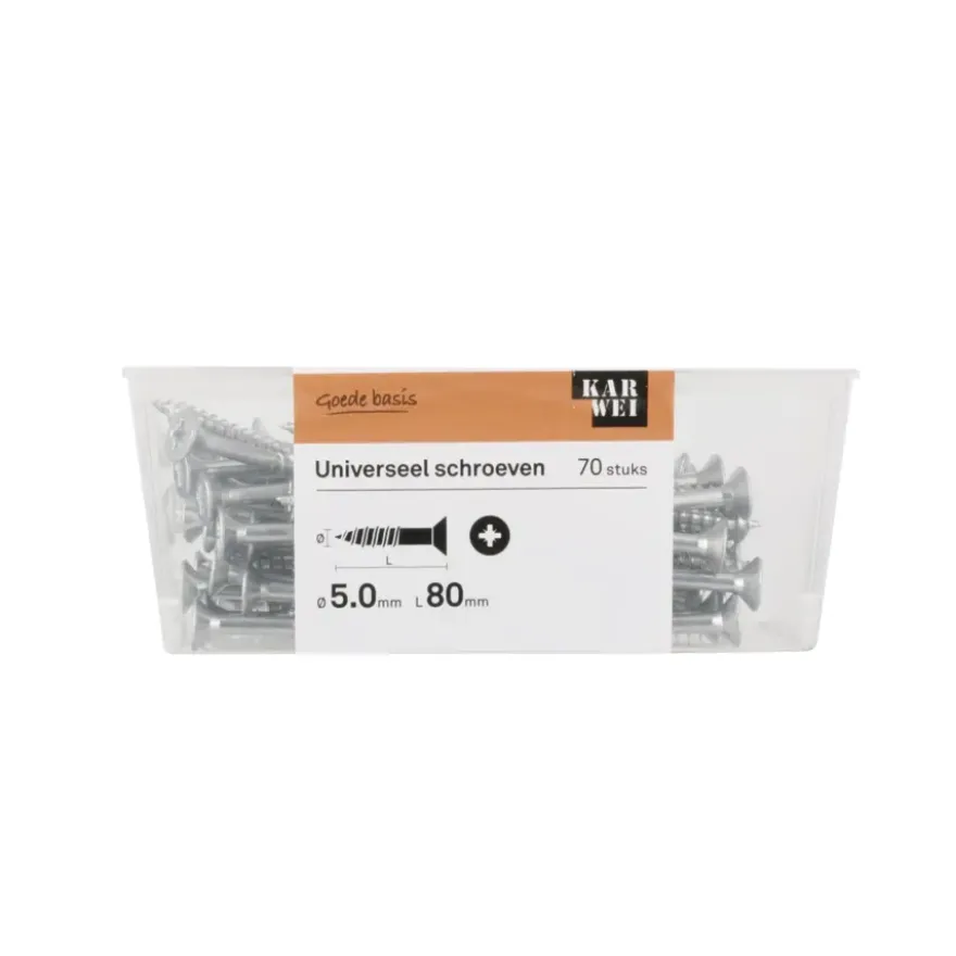 KARWEI unischroef platkop verzinkt 5x80 mm (70 stuks)