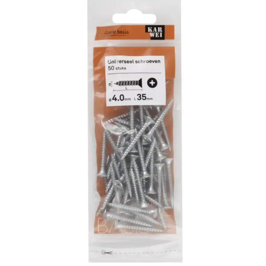 KARWEI unischroef platkop verzinkt 4x35 mm (50 stuks)