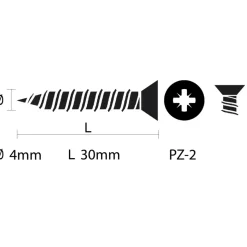 KARWEI unischroef platkop verzinkt 4x30 mm (50 stuks)
