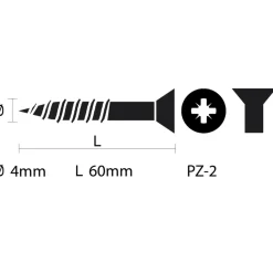 KARWEI unischroef platkop verzinkt 4x60 mm (15 stuks)