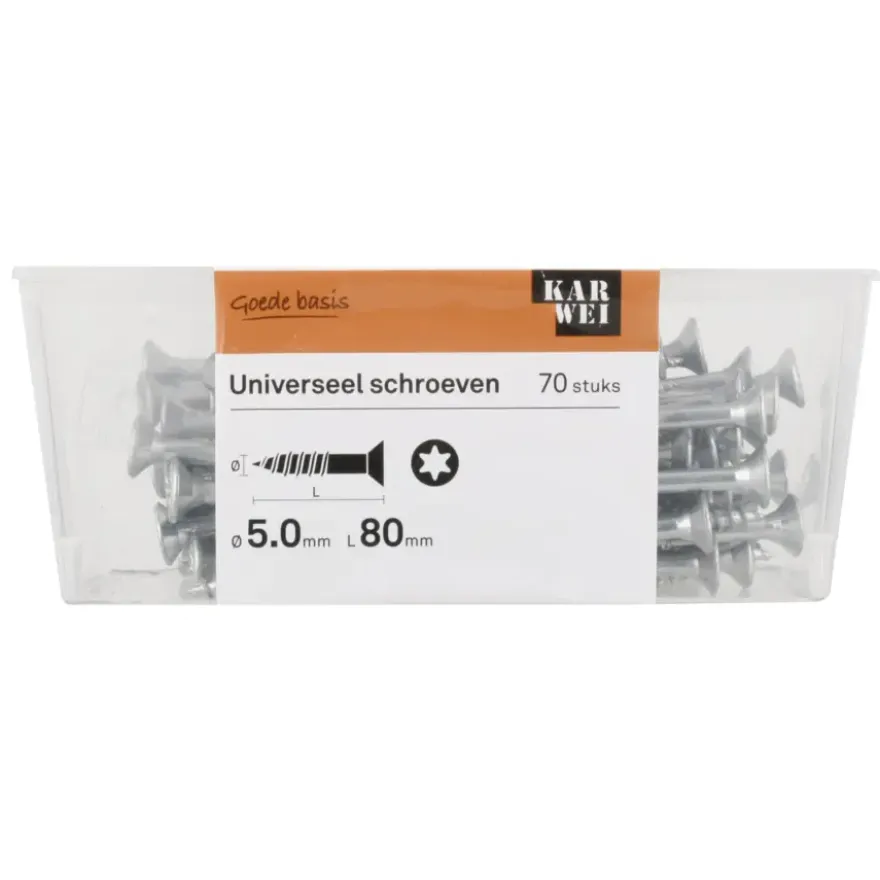 KARWEI unischroef platkop verzinkt 5x80 mm (70 stuks)