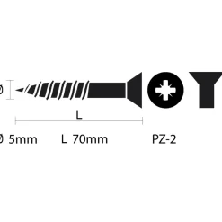 KARWEI unischroef platkop verzinkt 5x70 mm (15 stuks)