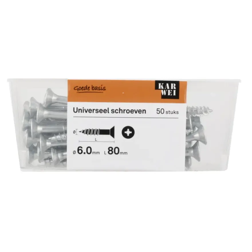 KARWEI unischroef platkop verzinkt 6x80 mm (50 stuks)