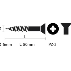 KARWEI unischroef platkop verzinkt 6x80 mm (50 stuks)