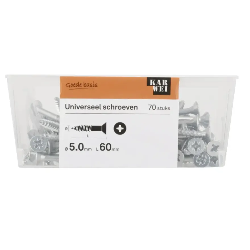 KARWEI unischroef platkop verzinkt 5x60 mm (70 stuks)