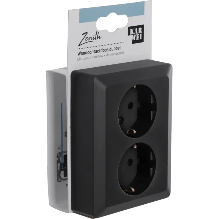 KARWEI Zenith Dubbel Geaard Stopcontact Mat Zwart