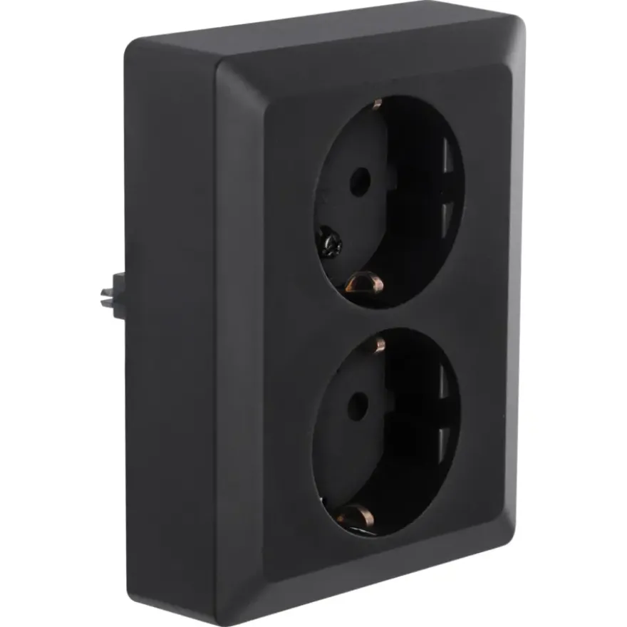 KARWEI Zenith Dubbel Geaard Stopcontact Mat Zwart