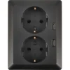 KARWEI Zenith Dubbel Stopcontact Geaard met Twee USB-C Poorten Mat Zwart
