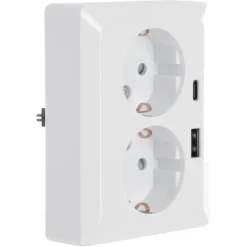 KARWEI Zenith Dubbel Stopcontact Geaard met USB A+C Wit