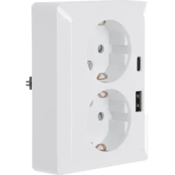 KARWEI Zenith Dubbel Stopcontact Geaard met USB A+C Wit