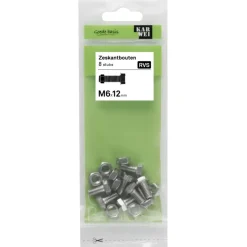 KARWEI zeskantbout voldraad rvs M6x12 mm 8 stuks