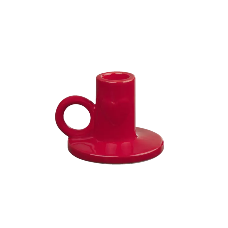 Keramieken kandelaar rood 9,5x8,5x6,5cm