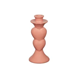 Keramieken kandelaar roze 8,5x8,5x19,5cm