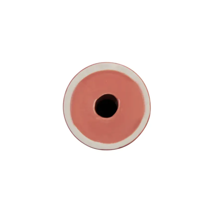 Keramieken kandelaar roze 8,5x8,5x19,5cm