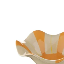Keramieken schaal wit oranje 25,5x25,5x8cm