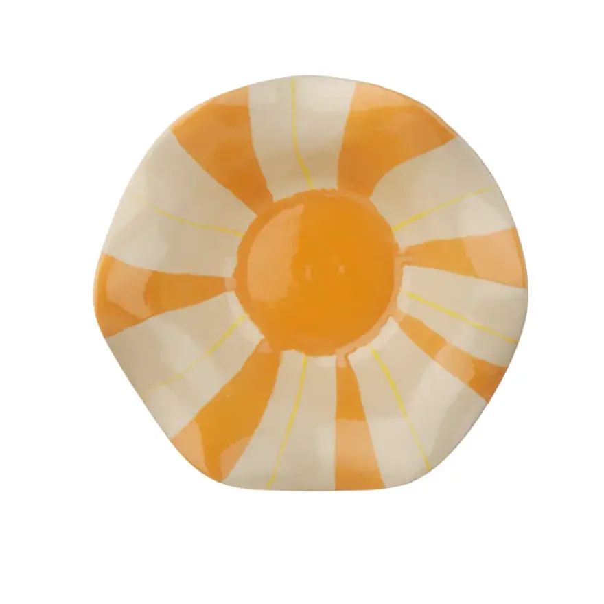 Keramieken schaal wit oranje 25,5x25,5x8cm
