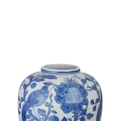 Keramieken vaas wit blauw 26,5x26,5x29cm
