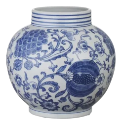 Keramieken vaas wit blauw 26x26x25,5cm