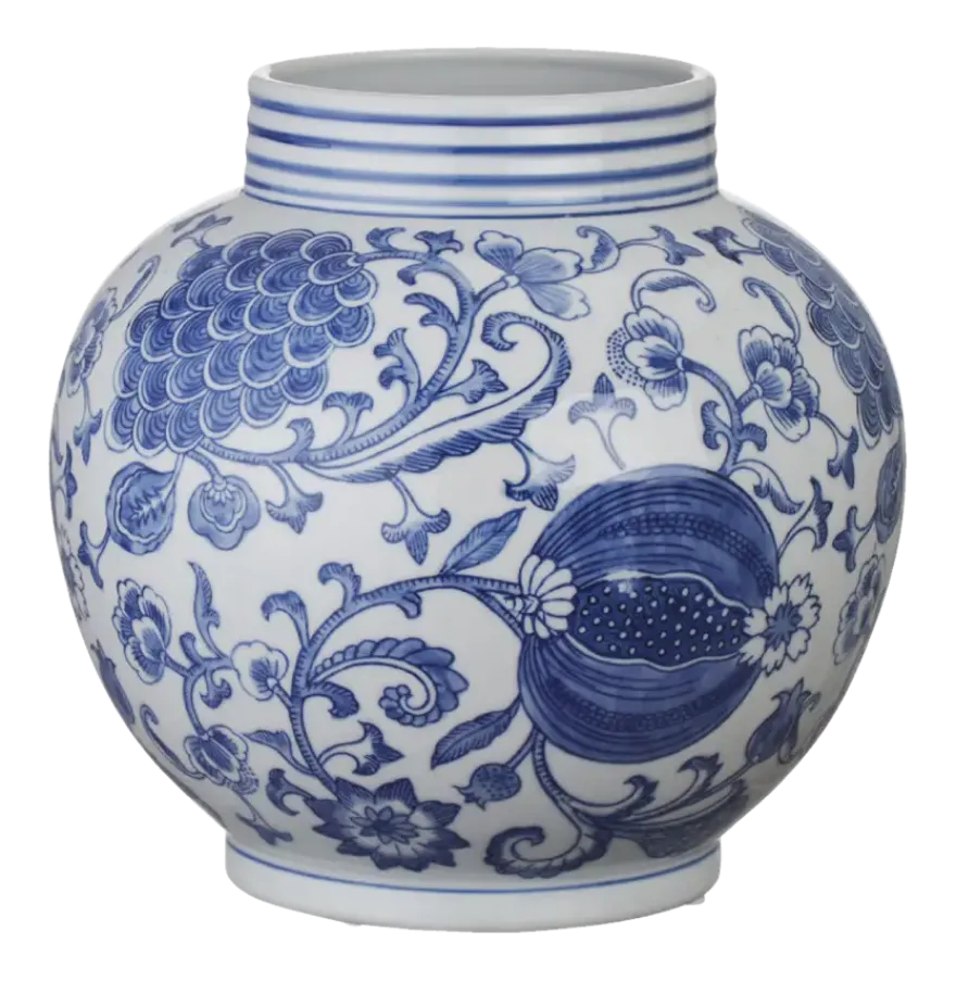 Keramieken vaas wit blauw 26x26x25,5cm