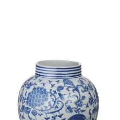 Keramieken vaas wit blauw 30x30x33cm