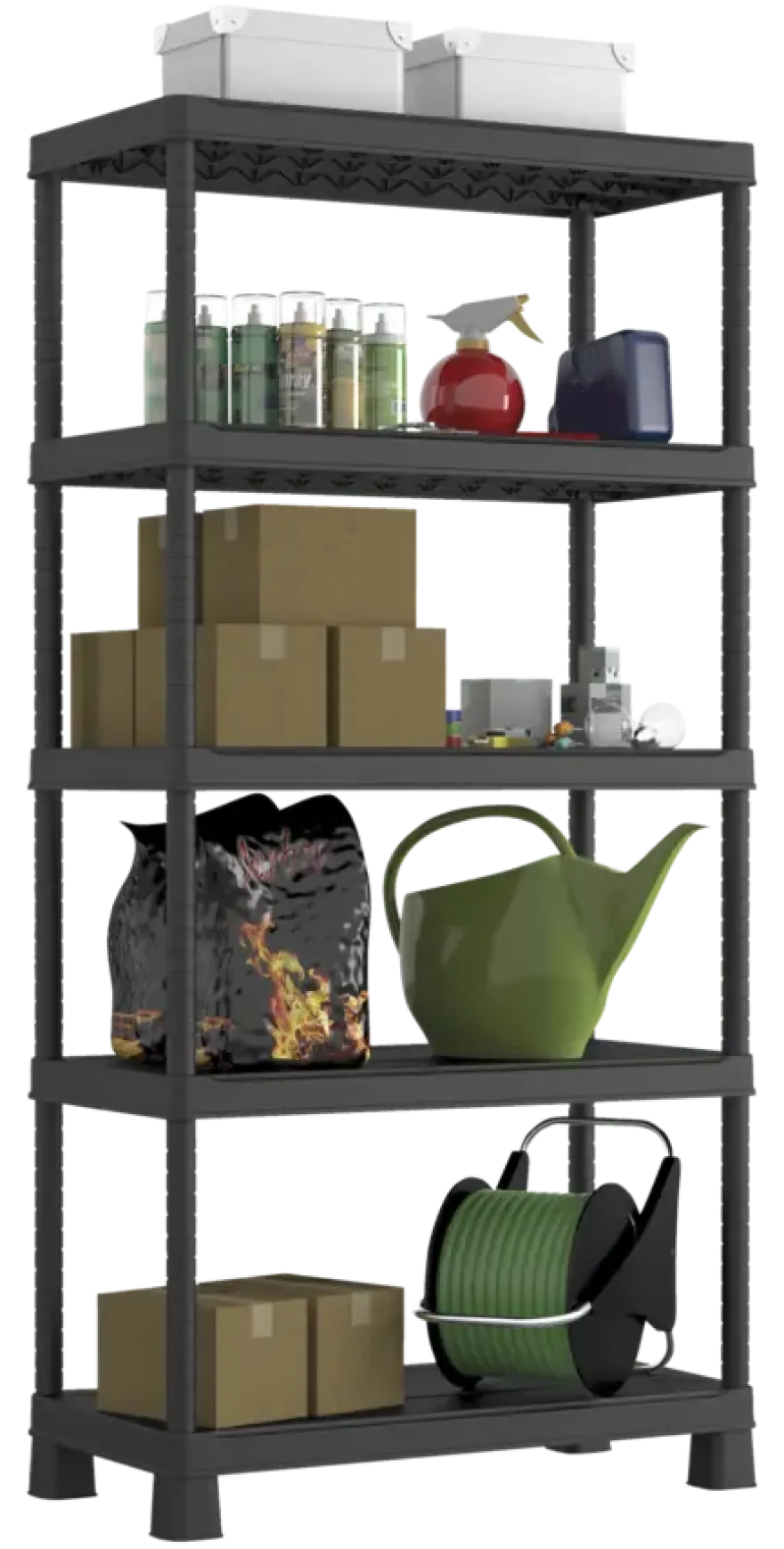 Keter Plus stellingkast - 5 planken - 90x40x182cm - zwart