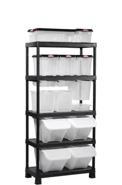 Keter Plus stellingkast - 5 planken - 90x40x182cm - zwart