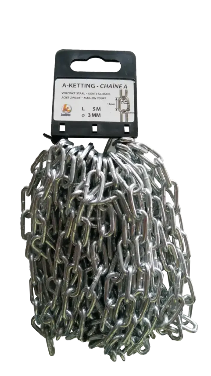 Ketting A-30 verzinkt 5 meter