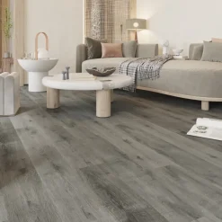 Kleurstaal click PVC Basic donkergrijs eiken houtlook
