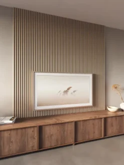 Kleurstaal lattenwand Decowall Acoustic Curve zand 25x30cm