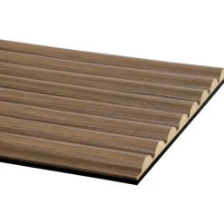 Kleurstaal lattenwand Decowall Acoustic Curve walnoot 25x30cm