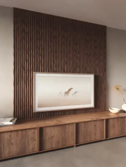 Kleurstaal lattenwand Decowall Acoustic Curve walnoot 25x30cm