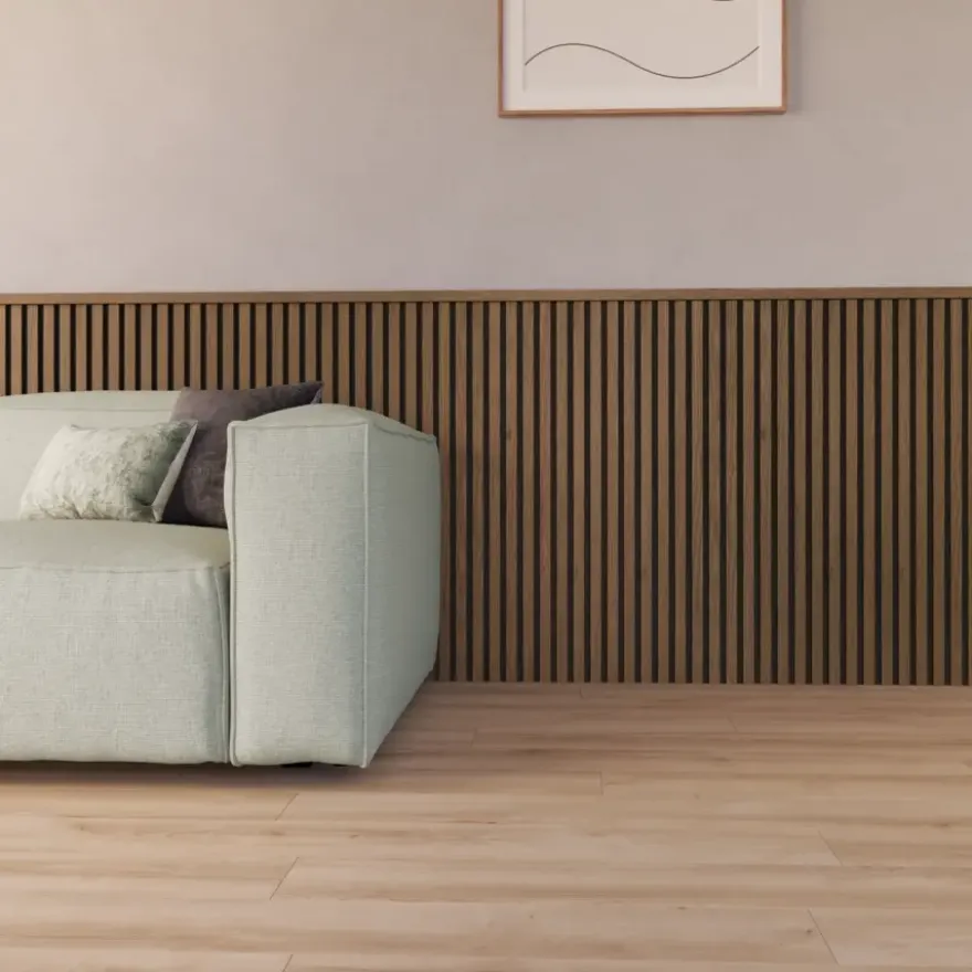 Kleurstaal lattenwand Decowall Acoustic rustiek eiken 25x30cm