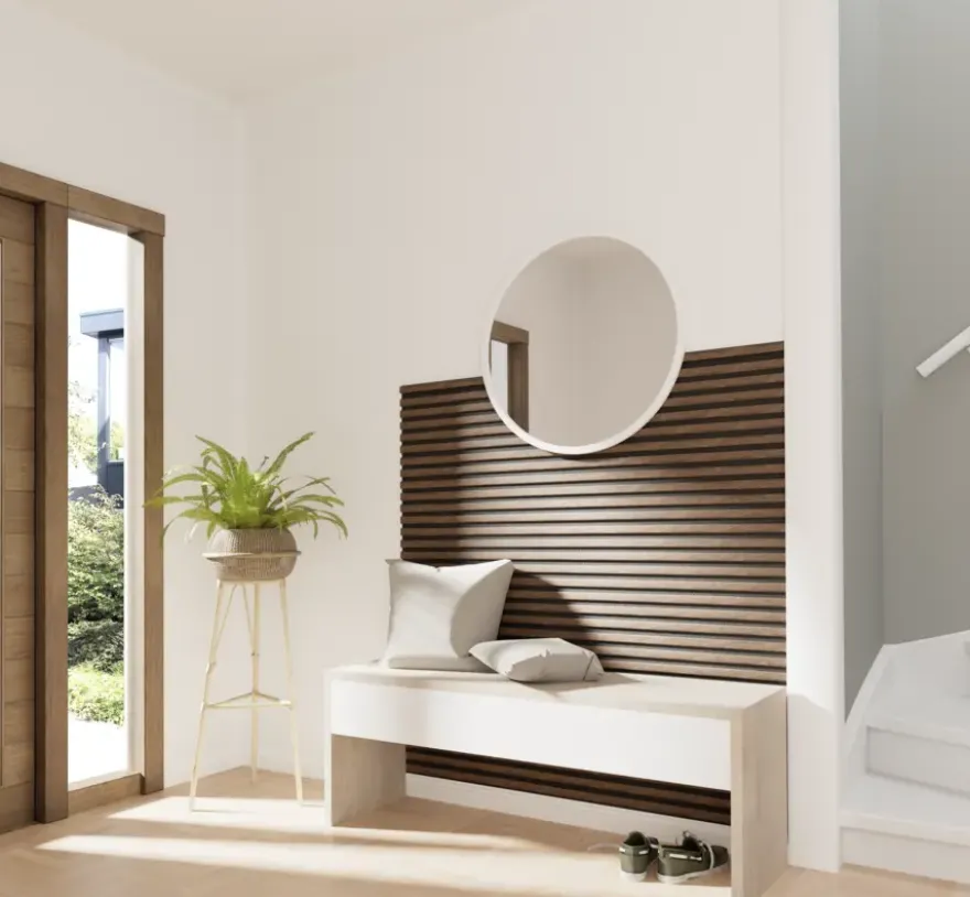 Kleurstaal lattenwand Decowall Acoustic walnoot 25x30cm
