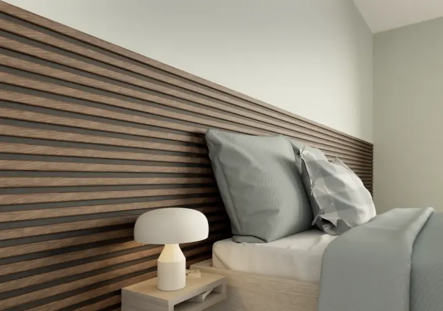 Kleurstaal lattenwand Decowall Acoustic walnoot 25x30cm