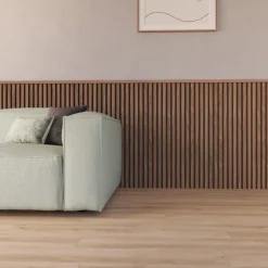 Kleurstaal lattenwand Decowall Acoustic walnoot 25x30cm