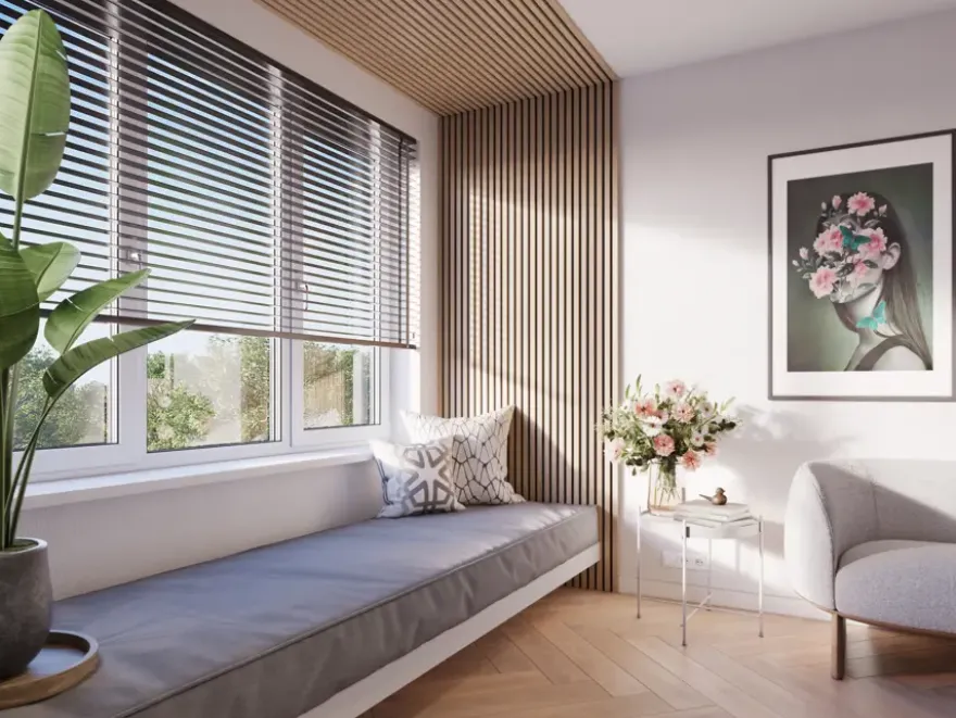 Kleurstaal lattenwand Decowall Acoustic natuur eiken 25x30cm
